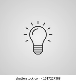 Light bulb isolated on gray background. Modern contour style. Vector illustration.