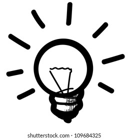 Light bulb isolated on white. Hand drawing sketch vector illustration