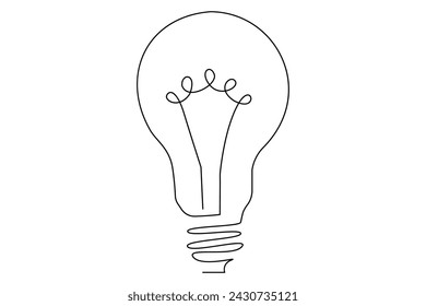 Light bulb isolated on white light bulb one line outline vector art illustration