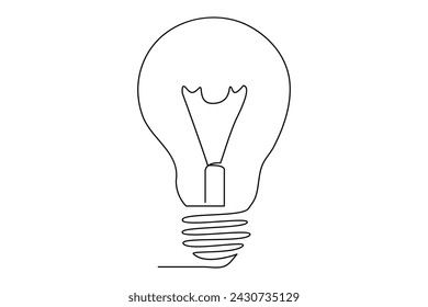 Light bulb isolated on white light bulb one line outline vector art illustration