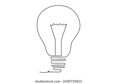 Light bulb isolated on white light bulb one line outline vector art illustration