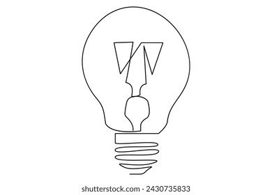 Light bulb isolated on white light bulb one line outline vector art illustration