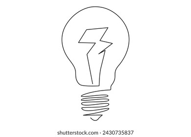 Light bulb isolated on white light bulb one line outline vector art illustration