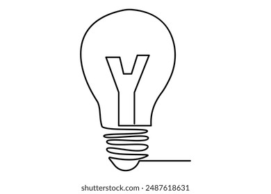 Light bulb isolated on white light bulb one line outline vector art illustration

