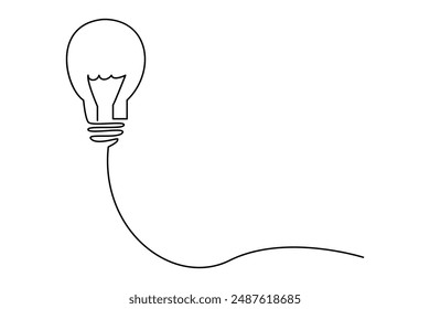 Light bulb isolated on white light bulb one line outline vector art illustration
