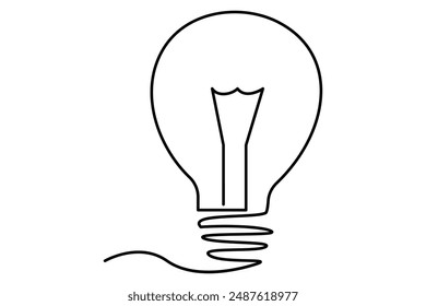 Light bulb isolated on white light bulb one line outline vector art illustration