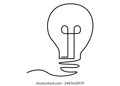 Light bulb isolated on white light bulb one line outline vector art illustration