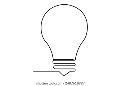 Light bulb isolated on white light bulb one line outline vector art illustration