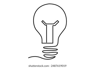 Light bulb isolated on white light bulb one line outline vector art illustration
