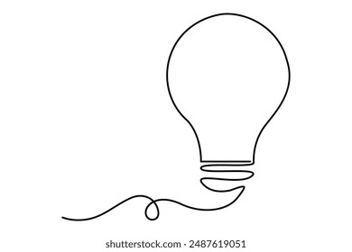 Light bulb isolated on white light bulb one line outline vector art illustration