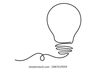 Light bulb isolated on white light bulb one line outline vector art illustration