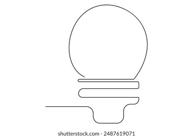 Light bulb isolated on white light bulb one line outline vector art illustration