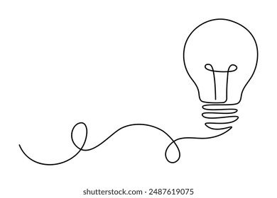 Light bulb isolated on white light bulb one line outline vector art illustration