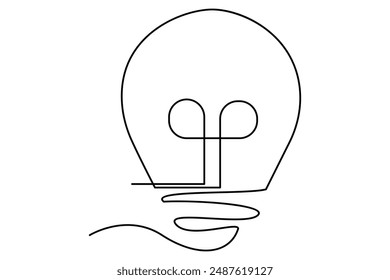 Light bulb isolated on white light bulb one line outline vector art illustration