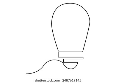 Light bulb isolated on white light bulb one line outline vector art illustration