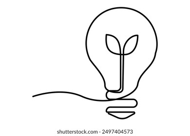 Light bulb isolated on white light bulb one line outline vector art illustration