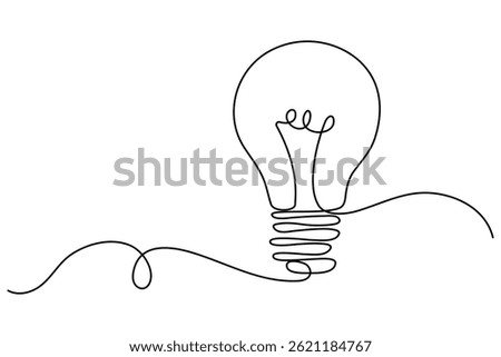 Light bulb isolated on white light bulb one line outline vector art illustration
