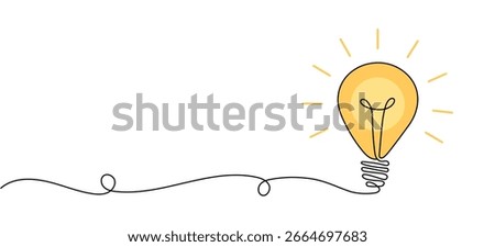 Light bulb isolated on white light bulb one line outline vector art illustration Continuous one line drawing Editable stroke