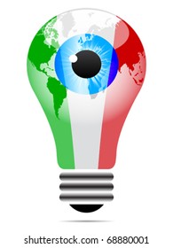 light bulb with italy flag