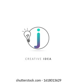 light bulb j letter logo design template, design vector light bulb symbol, idea logo.