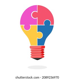 light bulb jigsaw puzzle icon. vector illustration
