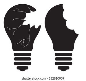 Light Bulb - Killing, Smashing, Shattering, Breaking, destroying, good idea concept. Vector icon