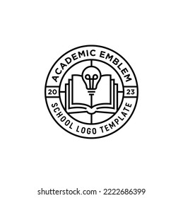 Lámpara de bombilla ligera con diseño de logotipo de distintivo de libro para escuela universitaria