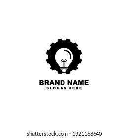 Light bulb lamp gear machine for business engineering electrical logo design 