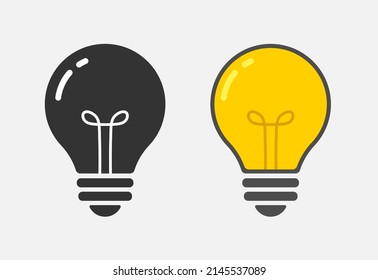 Light bulb or lamp icon isolated flat design vector illustration on white background.