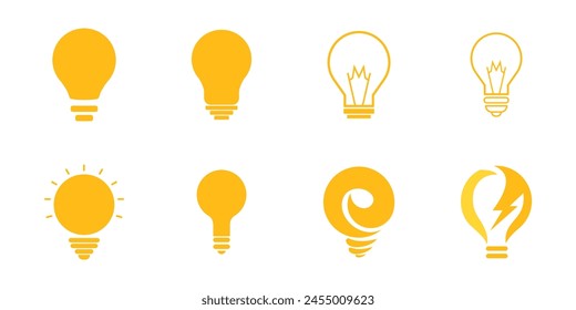 Light bulb lamp icon logo illustration. collection set isolated