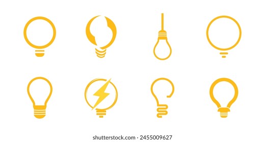 Light bulb lamp icon logo collection set. line outline vector illustration