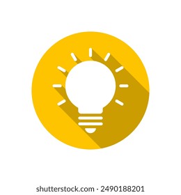 Light bulb, lamp icon with long shadow