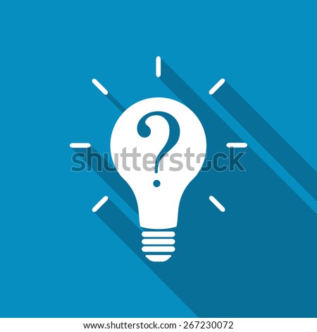 Light bulb lamp icon with question mark inside. Hint symbol.