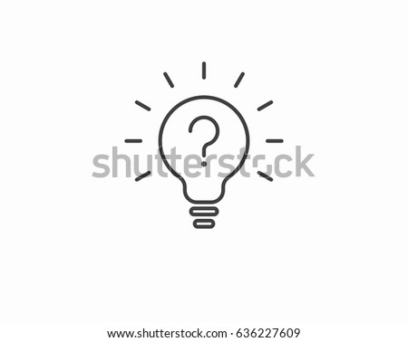 Light bulb lamp icon with question mark inside. Hint symbol