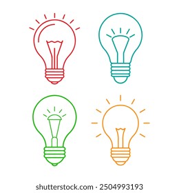 Light bulb lamp icon set isolated on white background.