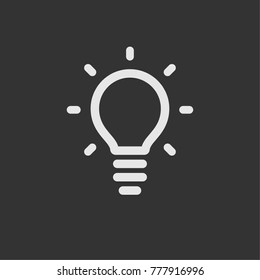 Light bulb lamp icon with shine lines, idea and creativity symbol