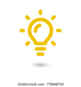 Light bulb lamp icon with shine lines, idea and creativity symbol