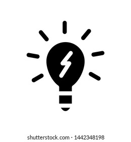 Light bulb lamp icon vector , template illustration business office , idea concept isolated emblem, outline solid black background white