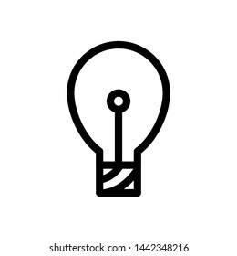 Light bulb lamp icon vector , template illustration business office , idea concept isolated emblem, outline solid black background white