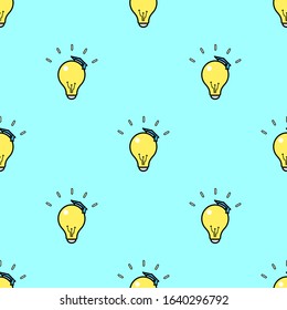 light bulb or lamp idea concept sign seamless pattern, wallpaper object, vector illustrator