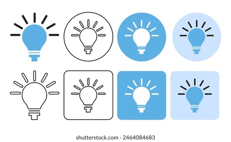 light bulb lamp, idea creative, intelligent, icon symbol flat and line stroke	
