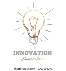 Light bulb, lamp, idea. Outline vector illustration isolated on white background.