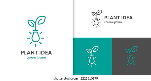 Light Bulb Lamp with Leaf for Creative Garden Plant Farm Innovation Idea Logo icon design element