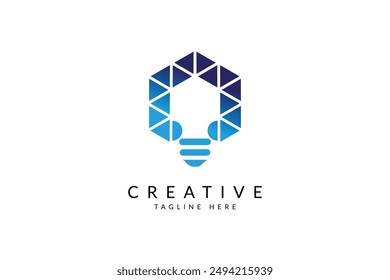 Light bulb lamp logo idea with technology symbol, inspiration, creativity, innovation, energy logo design