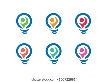 Light bulb lamp logo template. Creative idea symbol - Vector