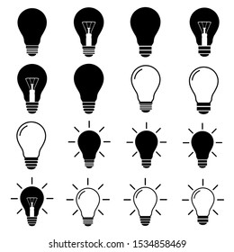 Light Bulb, Lamp set icon, logo isolated on white background
