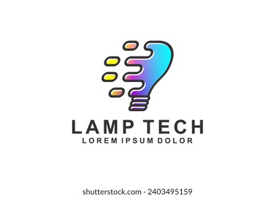 Light bulb lamp speed effect particle technology logo design