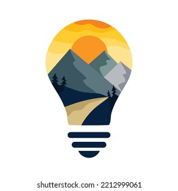 light bulb and landscape illustration