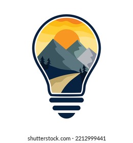 light bulb and landscape illustrations