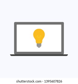 Light bulb with laptop, business concept vector illustration